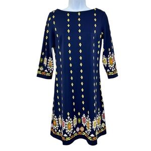 Jude Connally Marlowe Shift Dress Size S Navy Medallion Border Resortwear